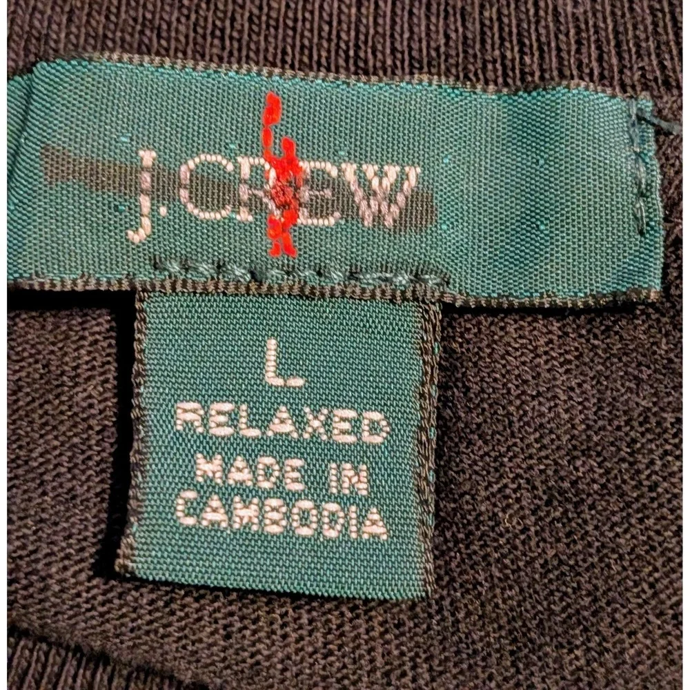 J.Crew Mens Relaxed‎ Long Sleeve T-Shirt Black 100% Cotton Crew Neck Large NWOT